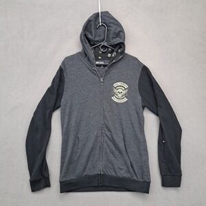 Eric Church Outsiders Skull Wings Graphic Zip Up Hoodie Medium Charcoal Black